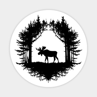 Minimalistic Moose Silhouette Design Magnet